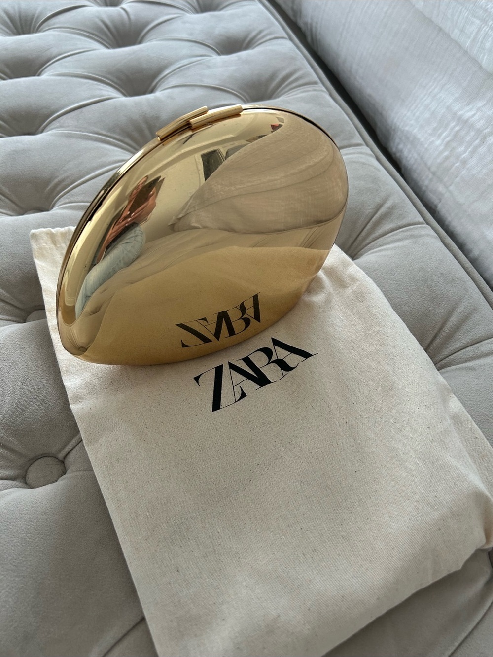 ZARA Gold Metallic Clutch Bag Minaudierre